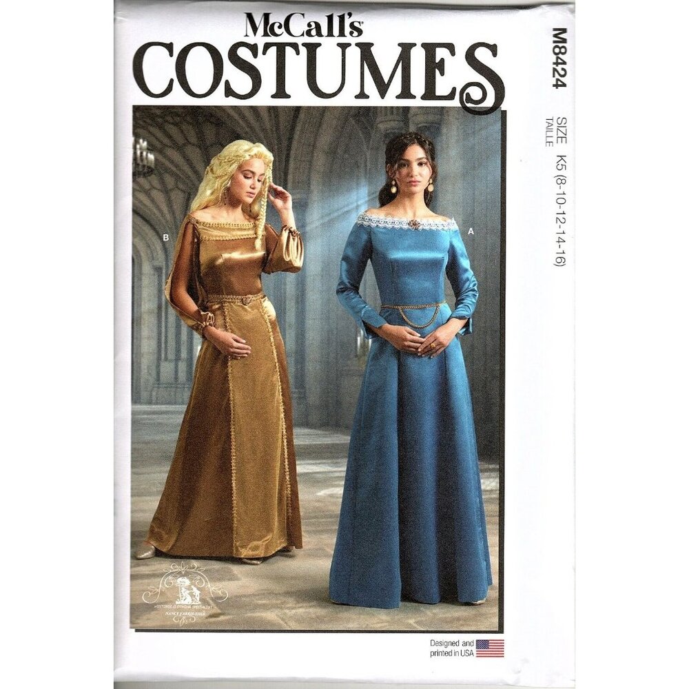 McCall's M8424 Misses 8 to 16 Medieval Gown Costumes Uncut Sewing Pattern